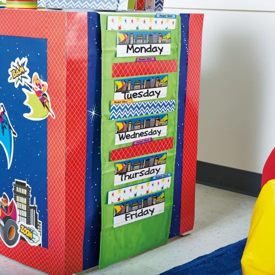 Carson Dellosa 14" x 47" Lime Green Hanging File Folders Storage Pocket Chart, 10 Pocket Paper Organizer for Games, Teacher Supplies for Homeschool, Classroom and Office Organization {3}