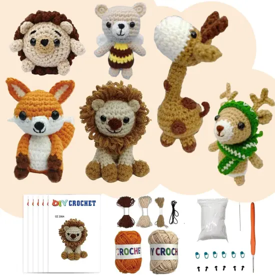 6Pcs Animal Crochet Kit {1}