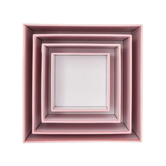 Stockroom Plus Set of 4 Sizes Square Nesting Gift Boxes with Lids for Presents, Stacking Decorative Goodie Box for Holidays, Wedding, Birthday, and Party Favors (Pink) {7}