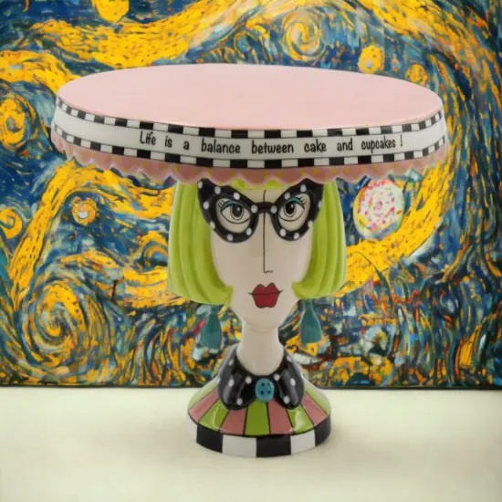 Ceramic Blonde Lady Large Cake Stand, Home Décor, Gift for Her, Mom, Friend, or Coworker, Kitchen Décor, Bakery Decor {1}