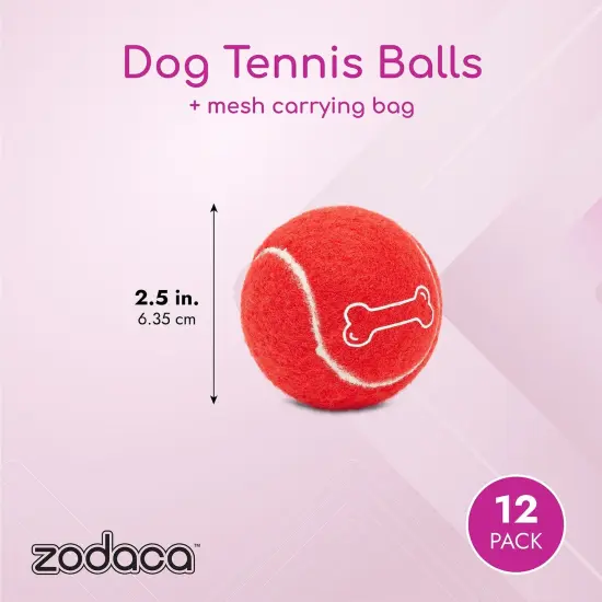 Juvale 12 Pack Red Tennis Balls for Dogs, Durable and Soft 2.5 Inch Red Balls for Fetch, Training, Backyard Games and Interactive Play, Includes Mesh Bag for Storage {4}
