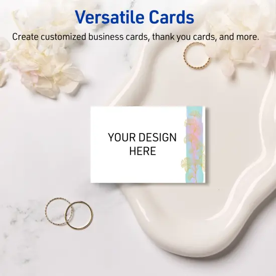 Avery Printable Rectangle Business Cards with Sure Feed Technology, Pre-Printed Floral Design, Matte White, 2" x 3.5", Laser & Inkjet Compatible, 80 Total {6}