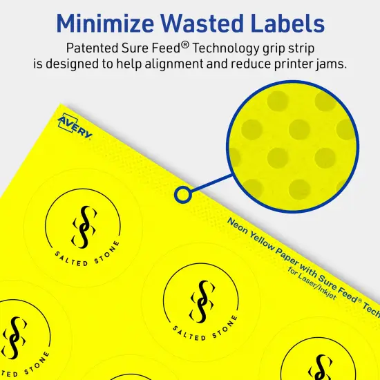 Avery Neon Yellow Paper Labels, 2.25" Diameter Round {4}