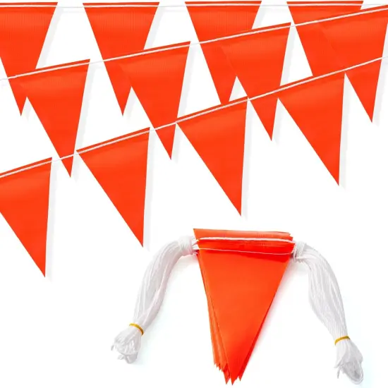 105FT Safety Warning Pennant Banner Flags (Orange) {1}