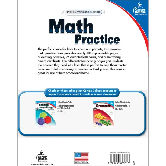 Carson Dellosa 3rd Grade Math Workbook, Algebra, Multiplication, Division, Arithmetic, Fractions, Addition and Subtraction Within 1000, and More, Classroom or Homeschool Curriculum {2}