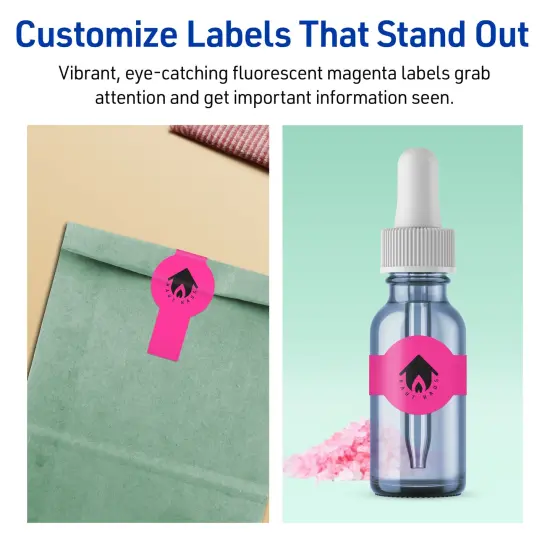 Avery Neon Magenta Paper Labels, 1.5" x 3.5" Wraparound {3}