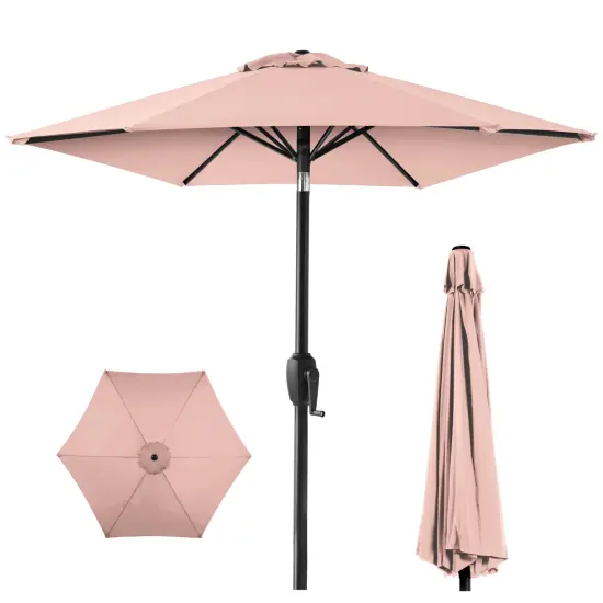 Best Choice Products 7.5ft Heavy-Duty Outdoor Market Patio Umbrella w/ Push Button Tilt, Easy Crank Rose Quartz {1}