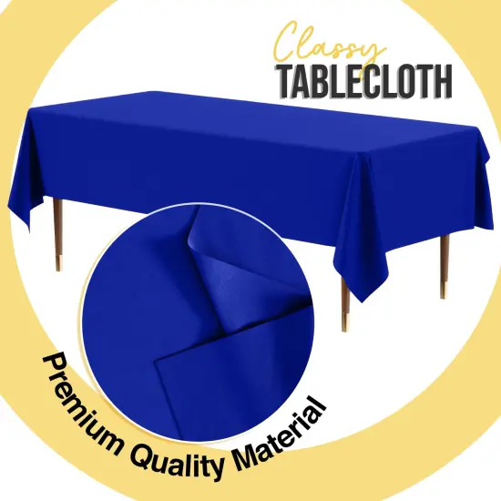 Exquisite 6-Pack Premium Plastic Tablecloth 54in. x 108in. Rectangle Plastic Table Cover Dark Blue {5}