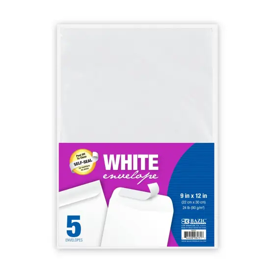 BAZIC Self-Seal White Envelope 9" x 12" (5/Pack) {1}