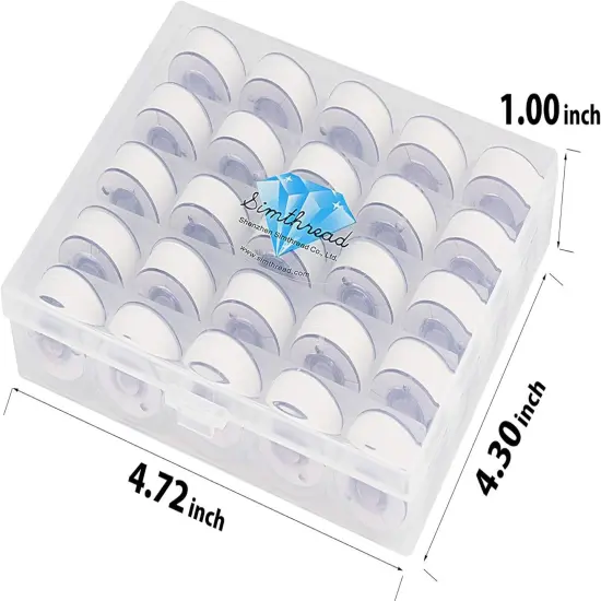 25pcs 90WT White Prewound Bobbin Thread Size A Class 15 (SA156) {2}