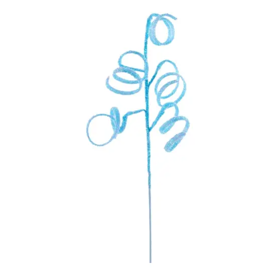 39" Iridescent Curly Hanging Spray: Soft Blue {1}