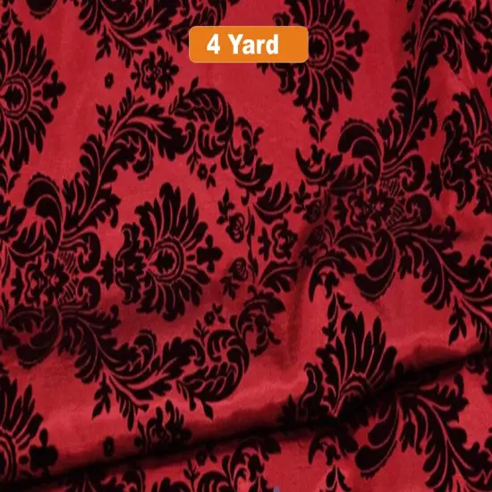 60" Wide Damask Flocking Taffeta Fabricfor Curtains Apparel and Decor Red Damask {1}