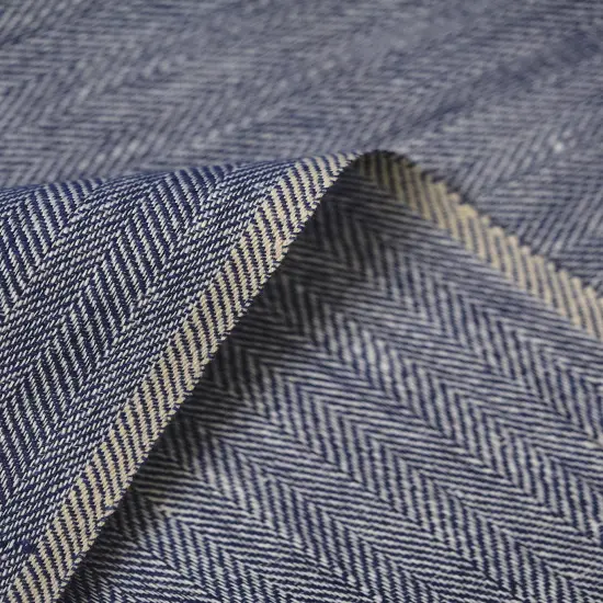 1 Yard Linen Novelty Herringbone Yarn Dyed Fabric Royal Color 54" Width {5}