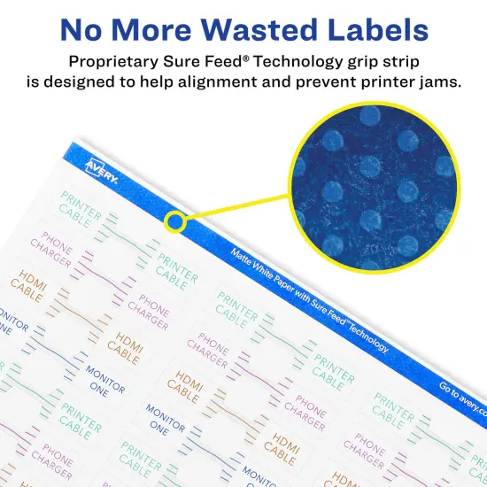 Avery Matte White Barbell Labels with Sure Feed, 1/2" x 2-1/2" {3}