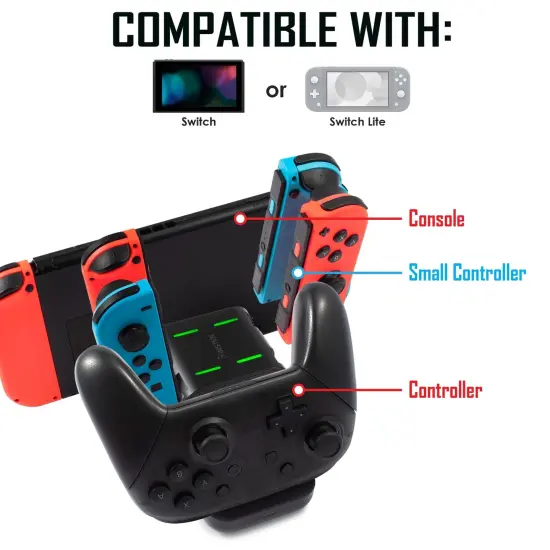 Controller Charging Dock for Nintendo Switch & OLED, 6-in-1 Charger for Joycon Pro Controller and Console Station Accessories with Type C Charging Cable {7}
