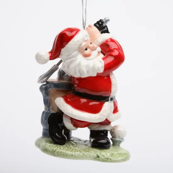 Ceramic Christmas Santa Golfing Ornament, Home D&eacute;cor, Gift for Her, Mom, Him, Dad, Christmas tree D&eacute;cor, Wall Decor {3}