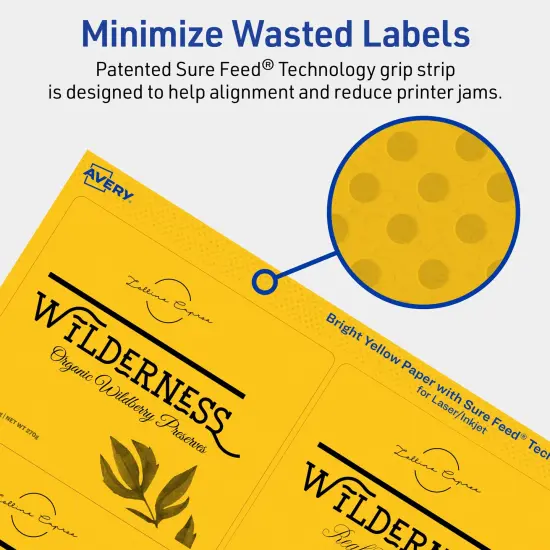 Avery Bright Yellow Paper Labels, 3-1/3" x 4" Rectangle {4}