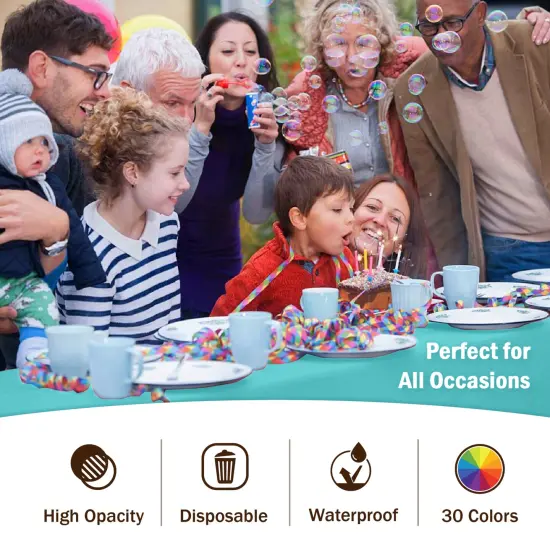 Exquisite 12-Pack Premium Plastic Tablecloth 54in. x 108in. Rectangle Plastic Table Cover Aqua {5}