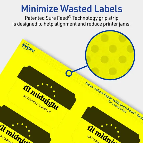 Avery Neon Yellow Paper Labels, 2" x 3" Rectangle Scalloped {4}