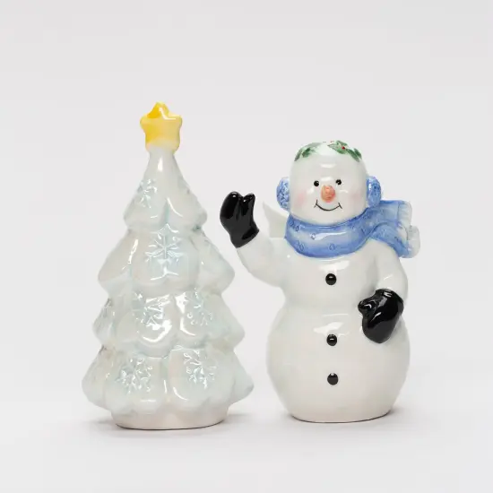 Hand Painted Ceramic Snowman & Christmas Tree Salt & Pepper Shakers, Home D&eacute;cor, Gift for Her, Gift for Mom, Kitchen D&eacute;cor {2}