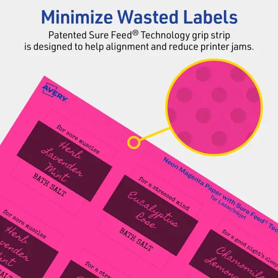 Avery Neon Magenta Paper Labels, 2" x 2" Square {4}