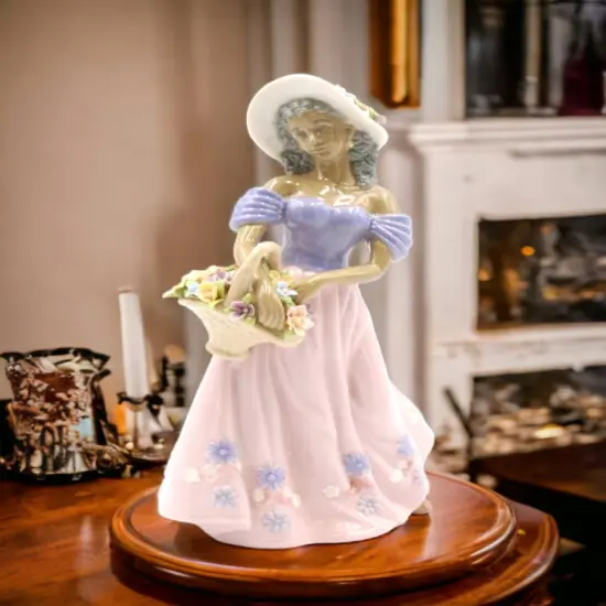 Ceramic African American Lady With Flower Basket Figurine, Home Décor, Gift for Her, Gift for Mom {2}