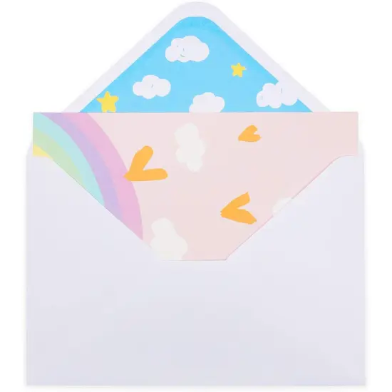 48 Pack Rainbow Cards with Envelopes for Thank You, Baby Shower, Birthday, Kids Stationary, Girls (Pastel, 4x6 In) Multicolor {6}