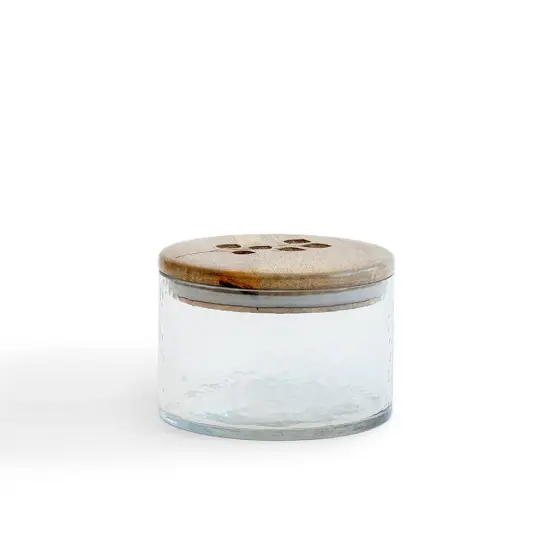 Leafy Twig Glass Jar/Container with Wooden Lid-700 ml {2}