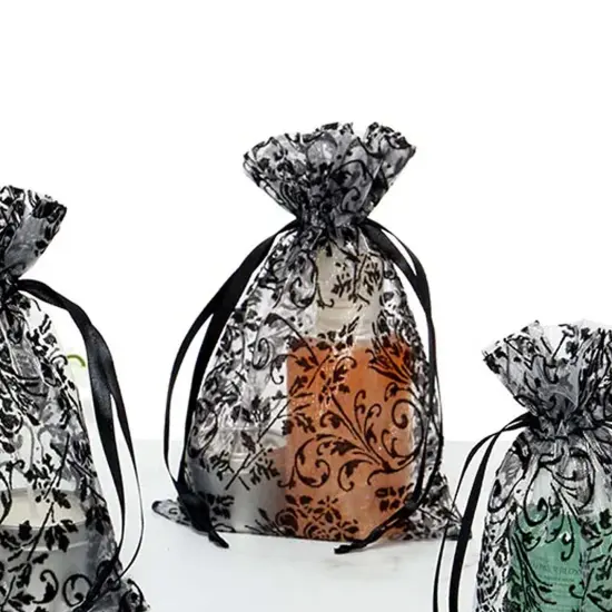 Elegant Damask Print Sheer Bags 3" x 4" {2}