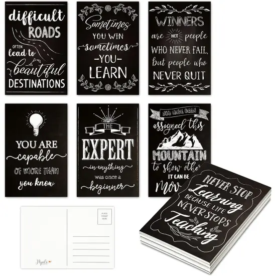 Motivational Postcards, 20 Designs (4 x 6 in, 40 Pack) Black {1}