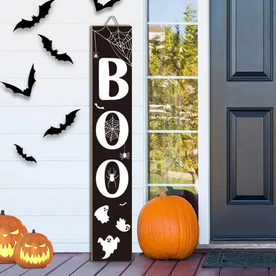 Halloween Porch Boo Sign for Front Door (	Black-BOO) {1}