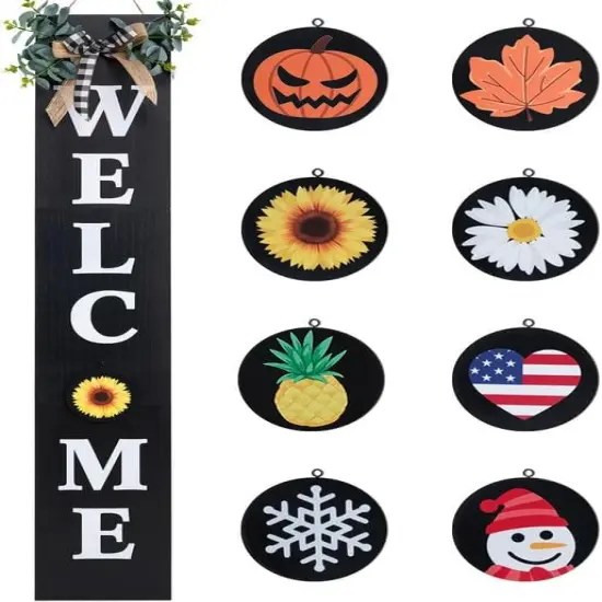 Welcome Sign for Front Porch (Black) {1}