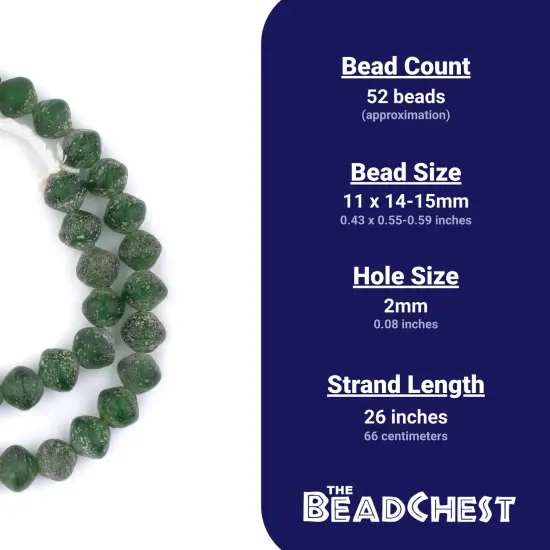 The Bead Chest Green Ancient Style Bicone Java Glass Beads (15mm) {4}