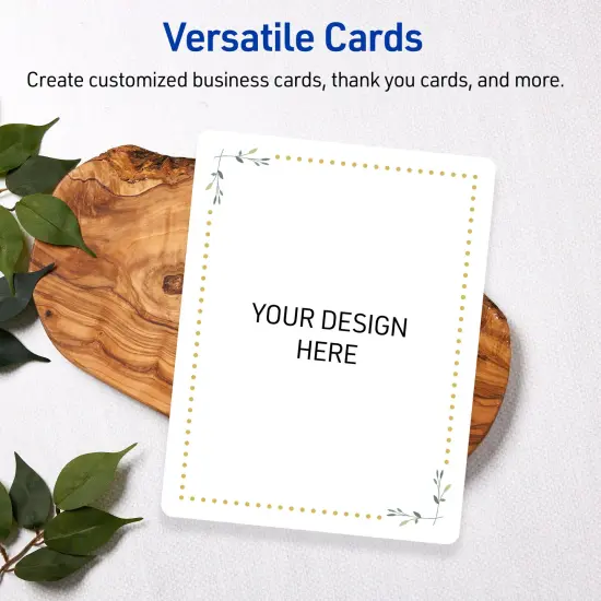 Avery Printable Rectangle Postcards with Rounded Corners, Gold Dots with Green Florals, 4.25" x 5.5", Matte White Rectangle Postcards with Rounded Corners, Laser/Inkjet, 20ct, Great for Postcards {6}