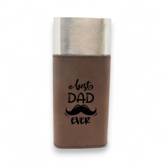 Cigar Case with Cutter - Best Dad Ever - Leather Black/Silver {4}