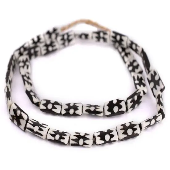 The Bead Chest Doodle Design Batik Bone Beads (Rectangular) {3}
