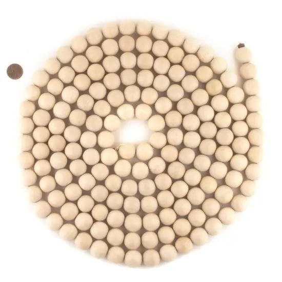 The Bead Chest Wood Garland Beads Decorative Ornament 128 Inches 20mm White Round Large Hole 128 Inch Strand {2}