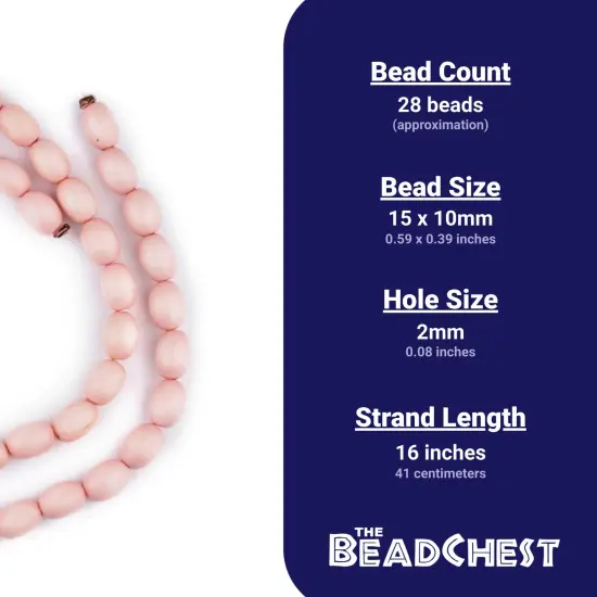 The Bead Chest Pink Oval Natural Wood Beads (15x10mm): Organic Eco-Friendly Wooden Bead Strand for DIY Jewelry, Crafts, Necklace and Bracelet Making {4}