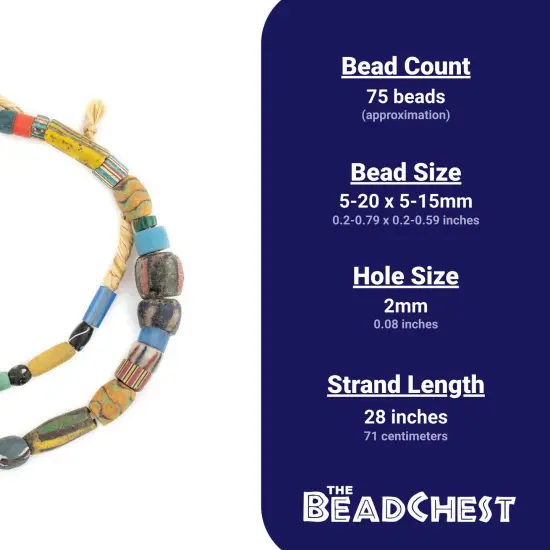 The Bead Chest Old Mixed African Trade Beads 10mm Ghana Multicolor Glass Large Hole 28 Inch Strand Handmade {5}