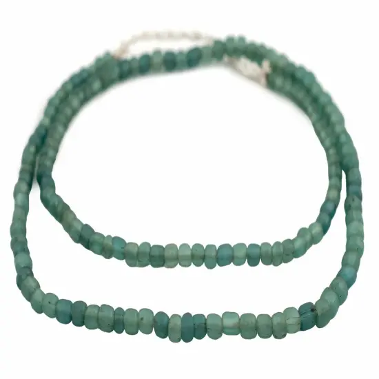The Bead Chest Indonesian Glass Beads, Small Java Bali 4mm Spacers Jewelry Making Supplies for Necklaces, Bracelets, DIY Crafts (Clear Marine) {3}