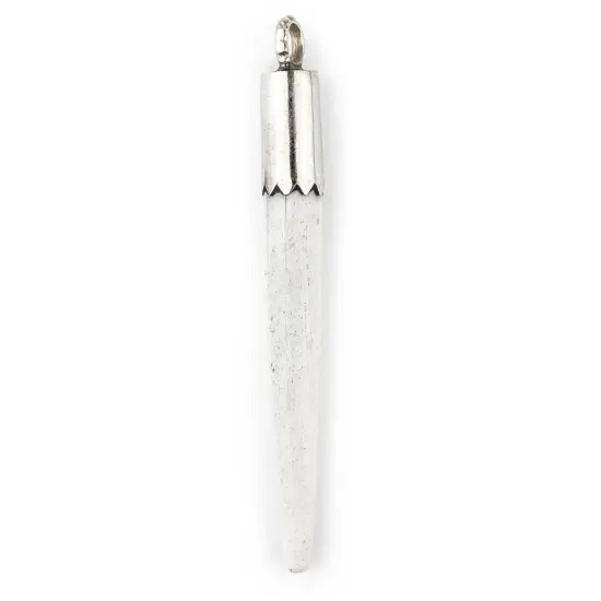 The Bead Chest Bezeled Bone Tooth Pendant 65mm Nepal White Large Hole {1}