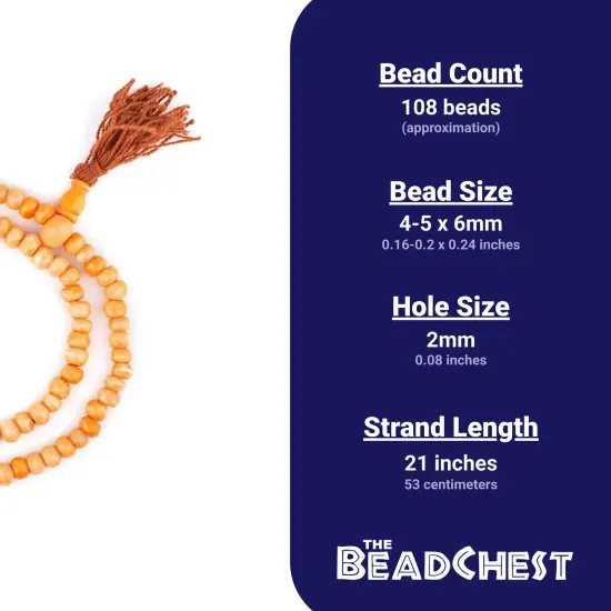 The Bead Chest Orange Rustic Bone Mala Beads (6mm) {5}