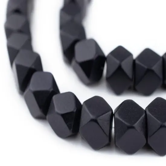 The Bead Chest Black Cornerless Cube Wood Beads: 12mm Diamond Cut Natural Organic Beads for Jewelry Making {1}