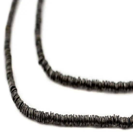 The Bead Chest Midnight Black Flat Disk Heishi Beads (2mm), 24" Strand, Handmade for Jewelry Making & Crafts | Approximately 1440 Beads {1}