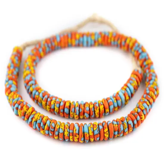 The Bead Chest Lava Fire Fused Rondelle Recycled Glass Beads (11mm) {3}