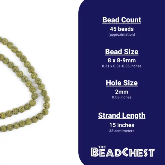 The Bead Chest Lime Green Volcanic Lava Beads (8mm) {4}