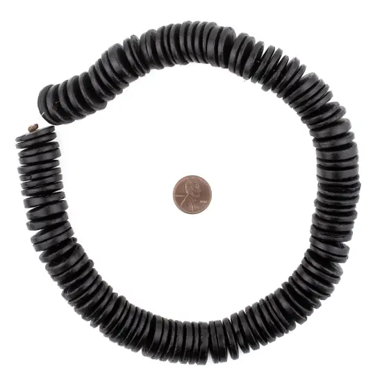 The Bead Chest Black Disk Coconut Shell Beads (20mm) {2}