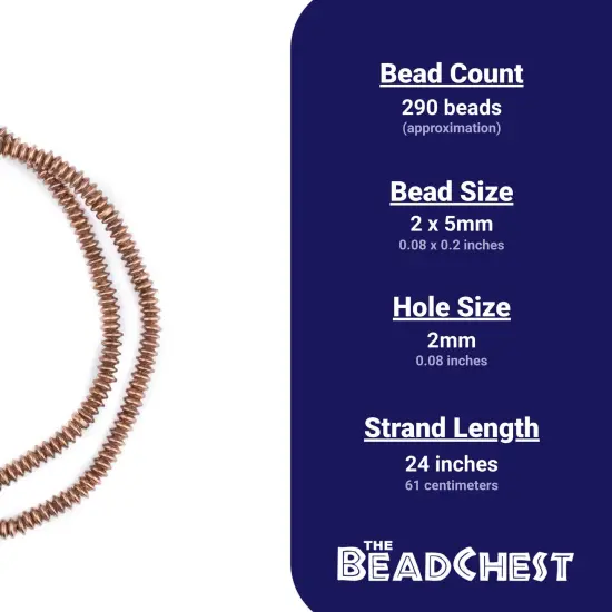 The Bead Chest Copper 5mm Saucer Beads, Full Strand of Quality Metal Spacers for DIY Jewelry Design {4}