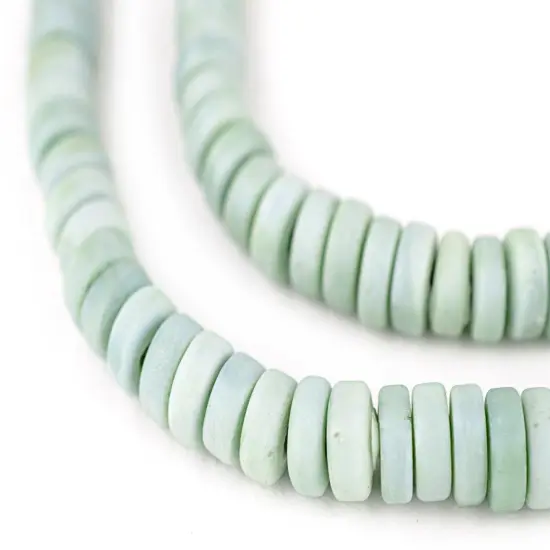 The Bead Chest Pastel Green Java Glass Button Beads (8mm) {1}