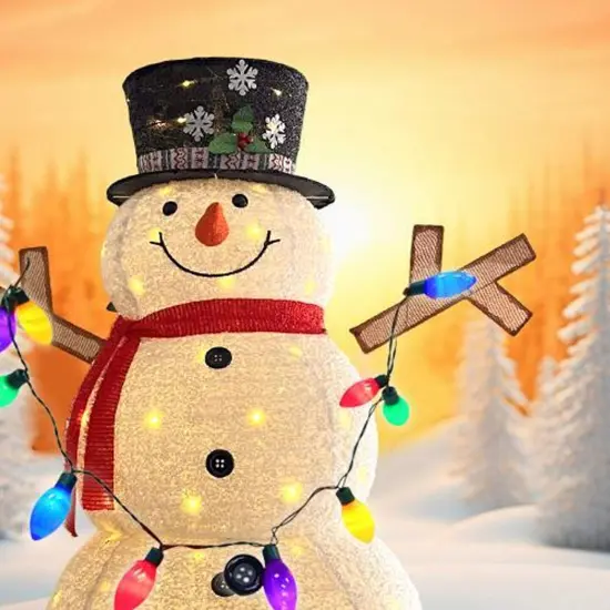 Classic Holiday Snowman with 200 LED Lights Outdoor Indoor Christmas Display 45 x 28 x 60 in {3}